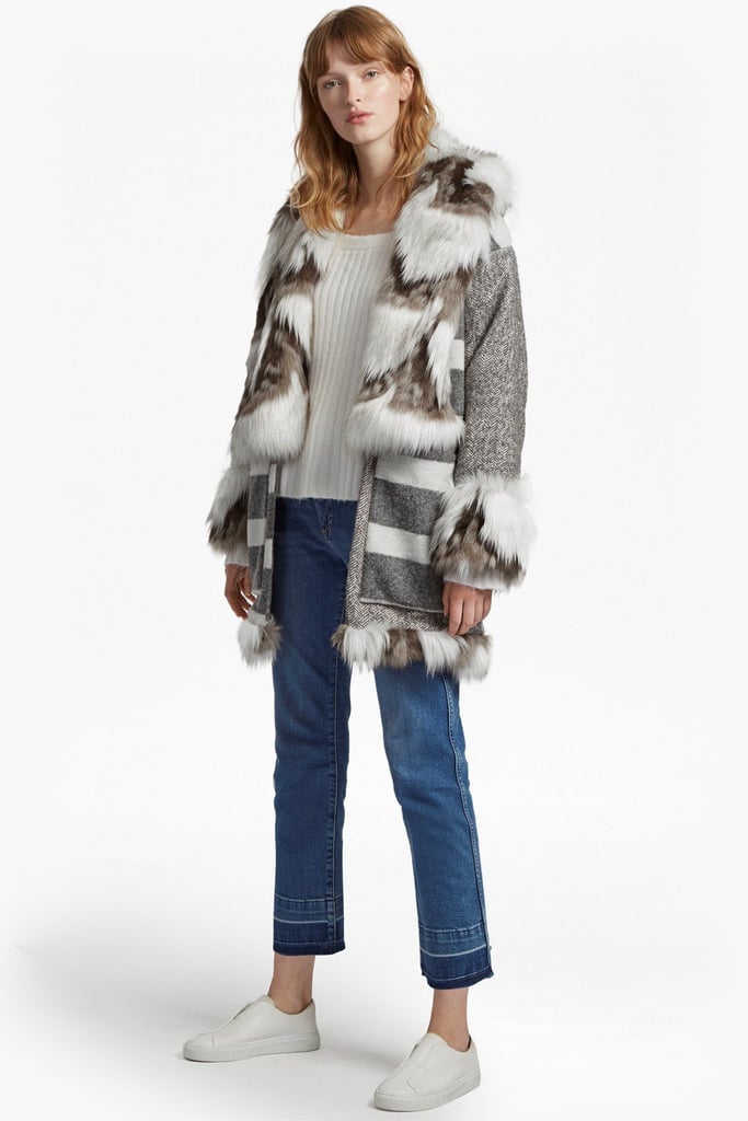 french connection fur trim coat