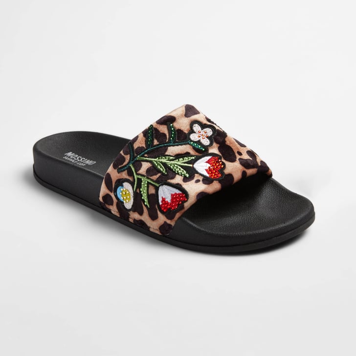 leopard print slide ons
