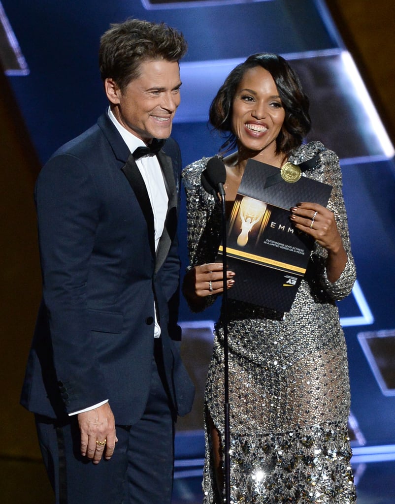She hit the stage with Rob Lowe to present an award at the Emmys.