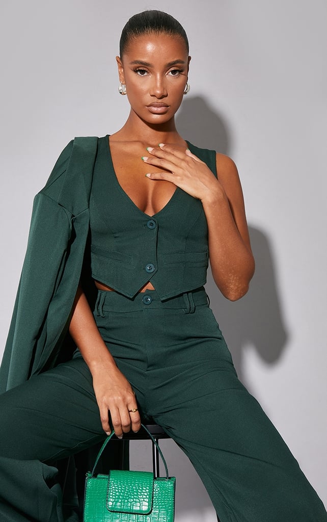 Woven Belted Back Detail Suit Vest Top