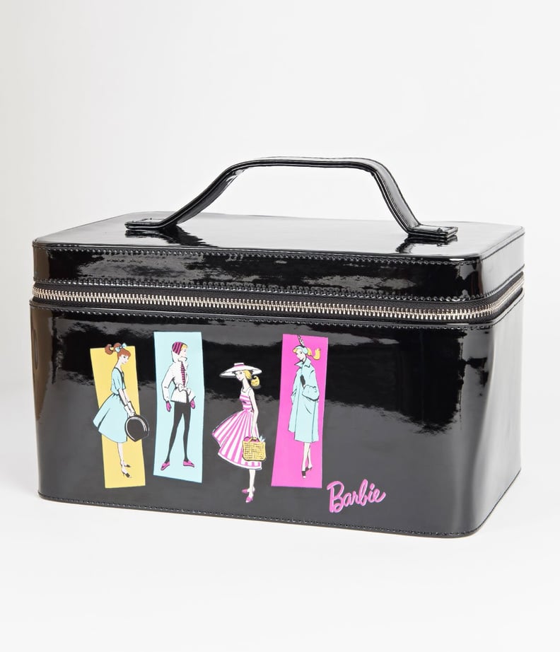 Barbie X Unique Vintage Black Patent Leatherette & Illustration Train Case