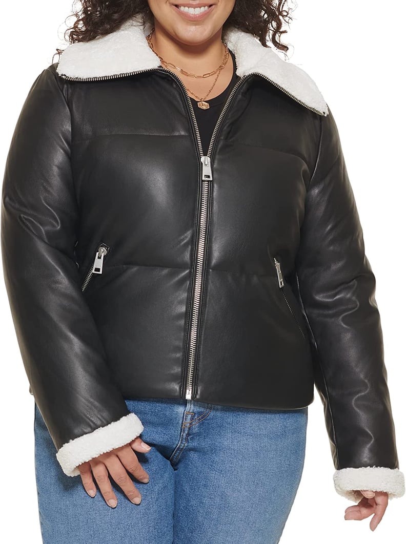LY VAREY LIN Women Faux Leather Jacket Lapel Collar Motorcycle Zip Up Long  Sleev
