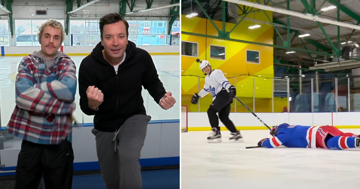 Watch Justin Bieber Teach Jimmy Fallon How to Play Hockey PS UK Celebrity