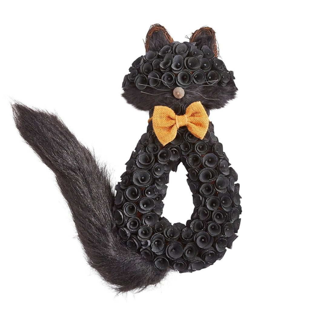 Black Cat Wood Curl Wreath