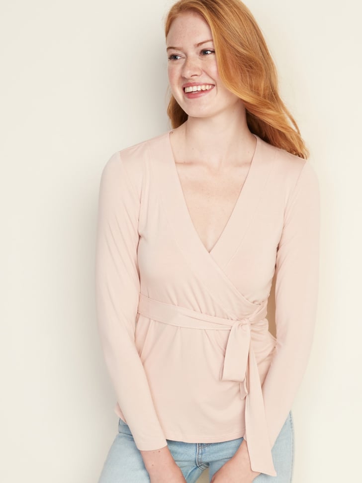 Old Navy Luxe Wrap Front Top Most Flattering Tops For Women At Old Navy Popsugar Fashion 