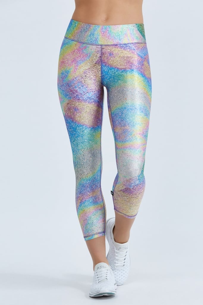 Terez Tall Band Capris in Iridescent Oil Spill