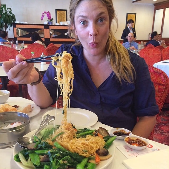 Drew Barrymore feasted on Chinese food.
Source: Instagram user drewbarrymore