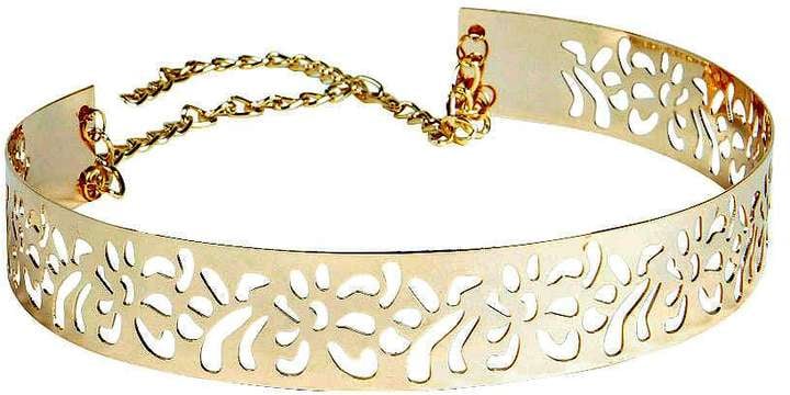 Boohoo Alice Metallic Cut Work Plaque Belt ($16)
