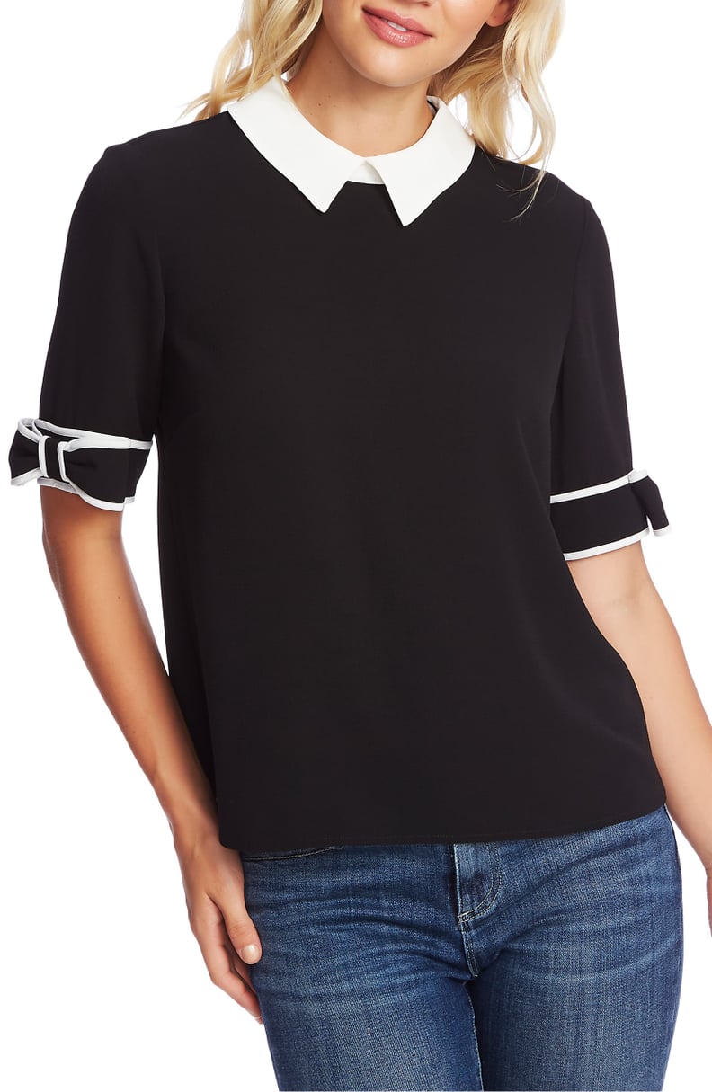 CeCe Bow Cuff Collar Blouse