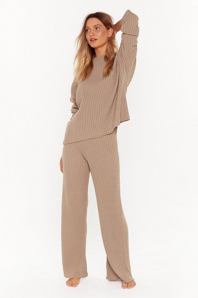 ASOS DESIGN Tall sweater and knitted pants set with lace up detail and coll   ASOS