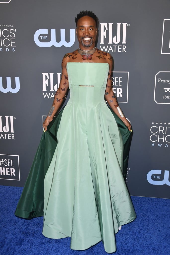 Billy Porter's Butterfly Tattoos at Critics' Choice Awards ... The pose star struck a pose at the 25th annual critics' choice awards sunday in a hogan mclaughlin pantsuit that complimented an array of temporary butterfly tattoos on.