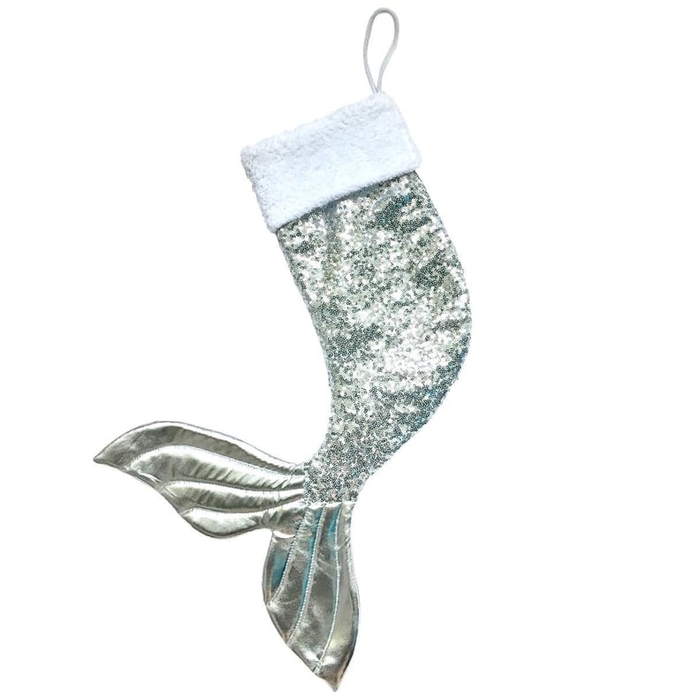 Mermaid Tail Sequin Stocking — Silver