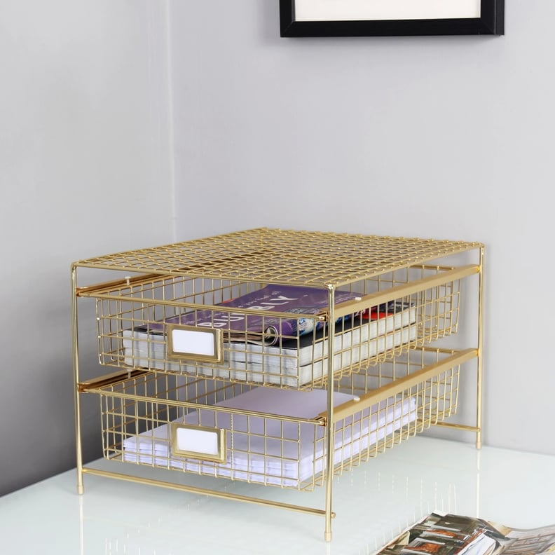 Gold Desktop Storage Drawer Set