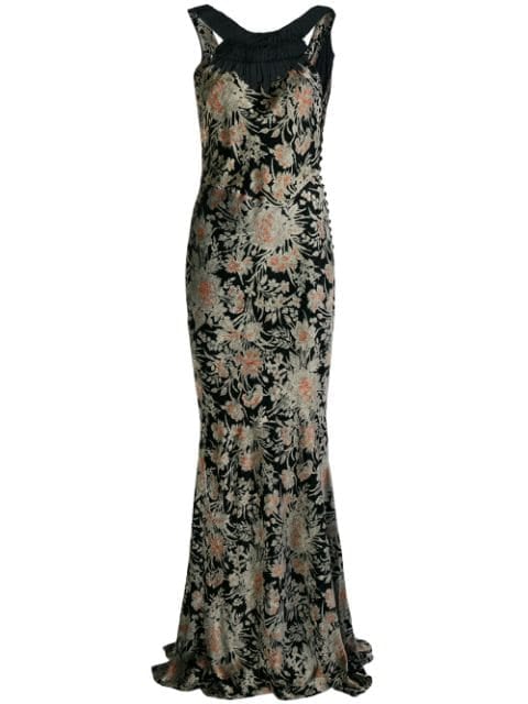 John Galliano Pre-Owned Floral Print Gown | Jennifer Aniston's Printed ...