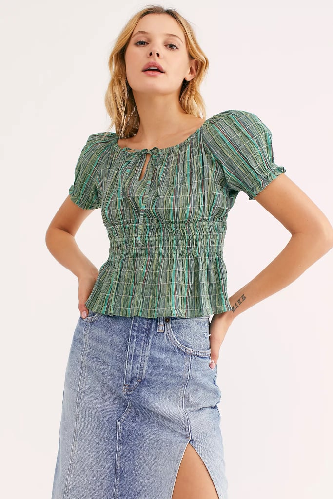 Free People Vivi Smocked Stripe Top