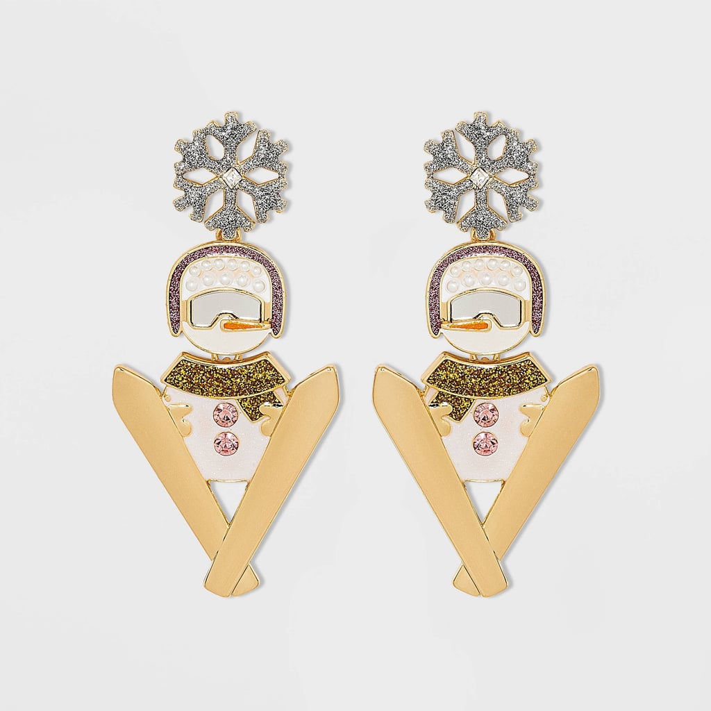 Ski Earrings: Sugarfix by BaubleBar Skiing Snowmen Drop Earrings