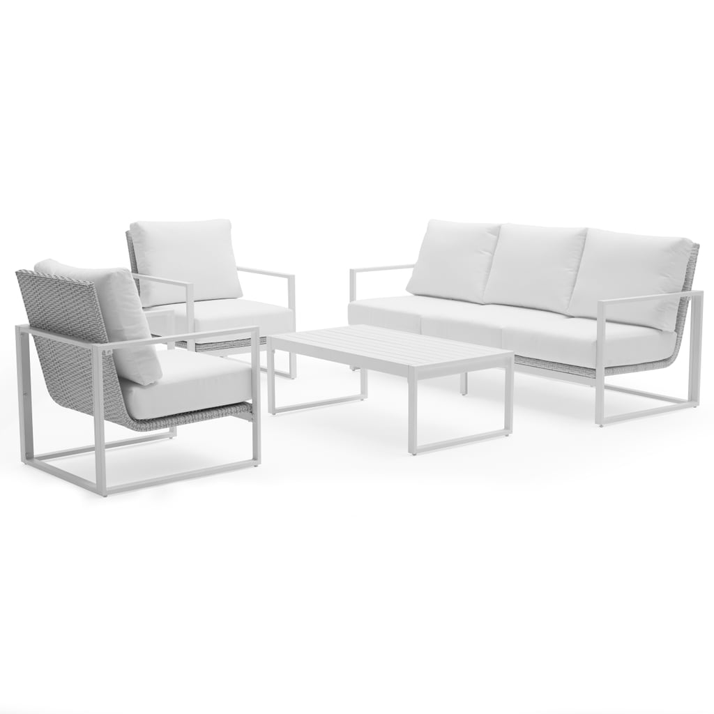 MoDRN Glam Ava 4 Piece Aluminum Sunbrella Cushioned Conversation Set