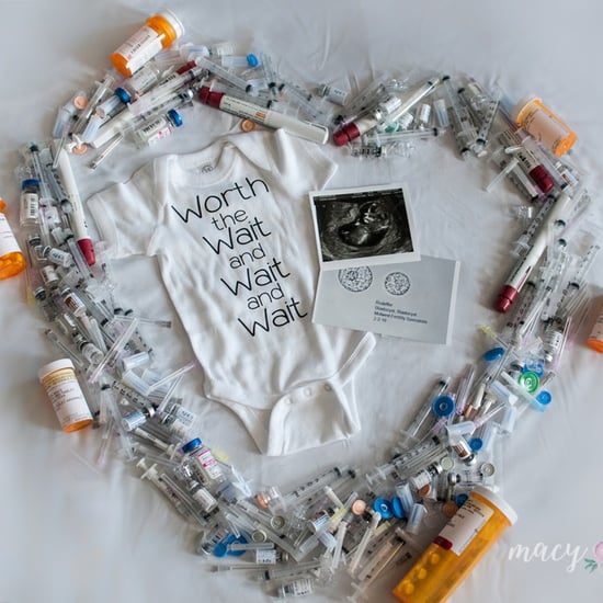 Pregnancy Announcement Surrounded by IVF Syringes