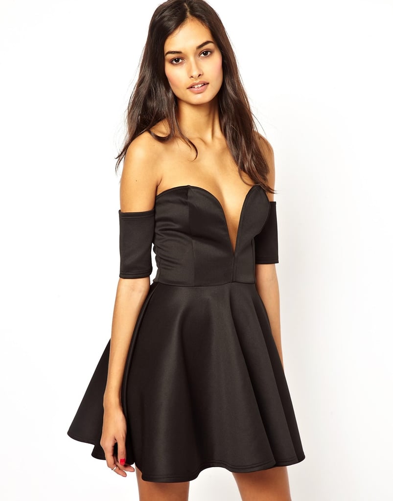 Club L Off The Shoulder Black Strapless Sweetheart Neckline Dress Low And Plunge Sweetheart 6993