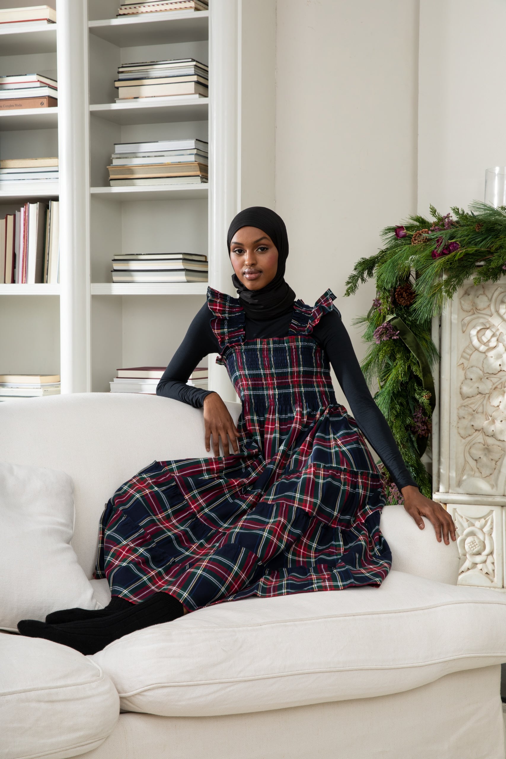Navy tartan dress hotsell
