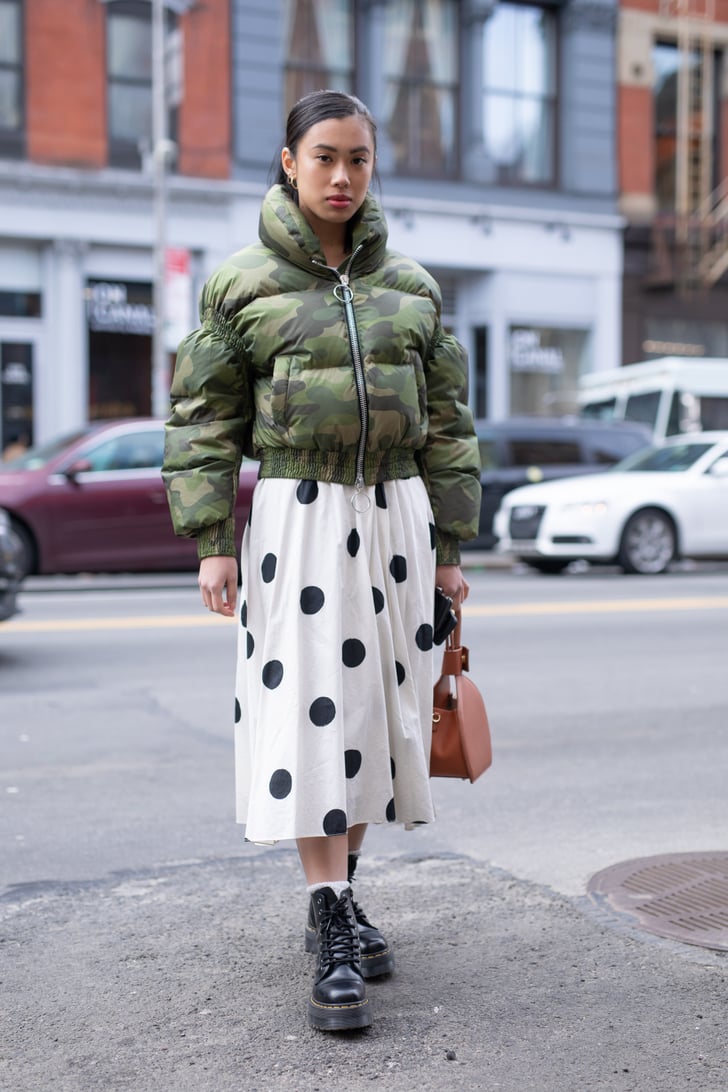 Winter Outfit Idea: A Cropped Puffer and Printed Skirt | The Best ...