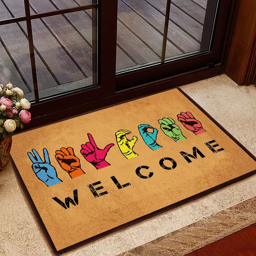 Welcome ASL Coir Pattern Print Doormat