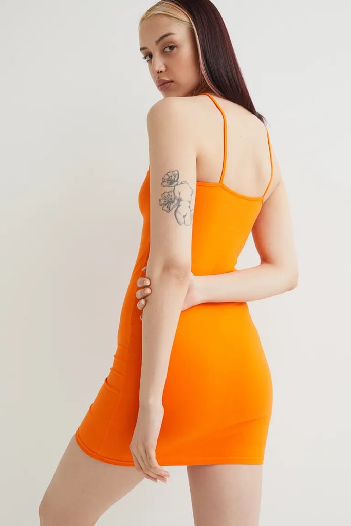 Cotton Halter Dress in Orange