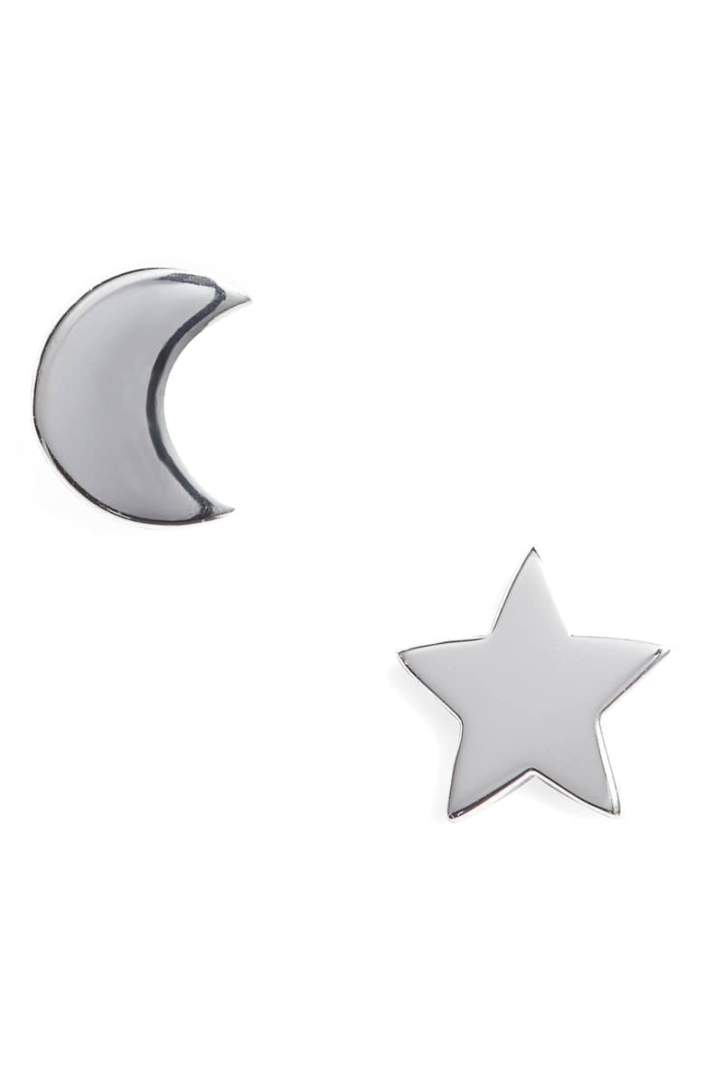Argento Vivo Moon & Star Stud Earrings