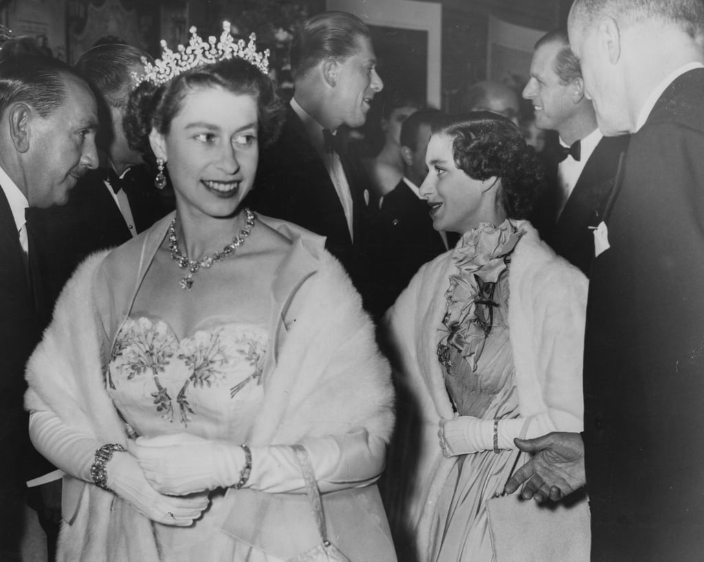 Queen Elizabeth II, her sister, Princess Margaret, and husband Prince Philip put on their finest for the premiere of Neapolitan Fantasy back in 1954.