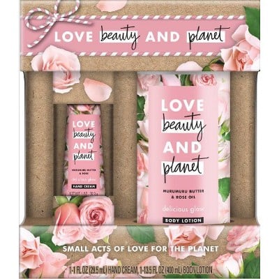 Love Beauty & Planet Murumuru Butter and Rose Oil Body Lotion and Hand Cream Gift Pack Set