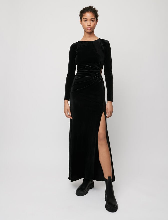 Maje Velvet Slit Dress