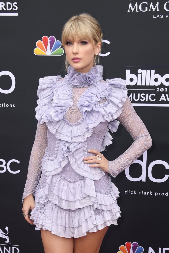 Taylor Swift Wearing a Lavender Ruffled Minidress at the 2019 Billboard Music Awards