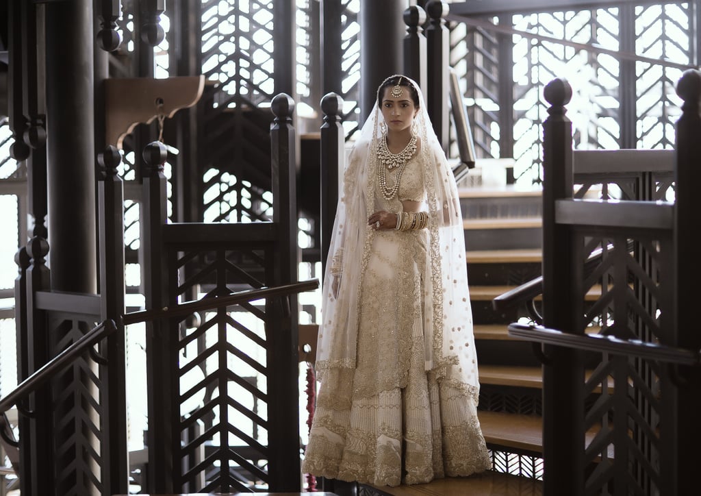 Bride Embroidered Love Story on Wedding Dress