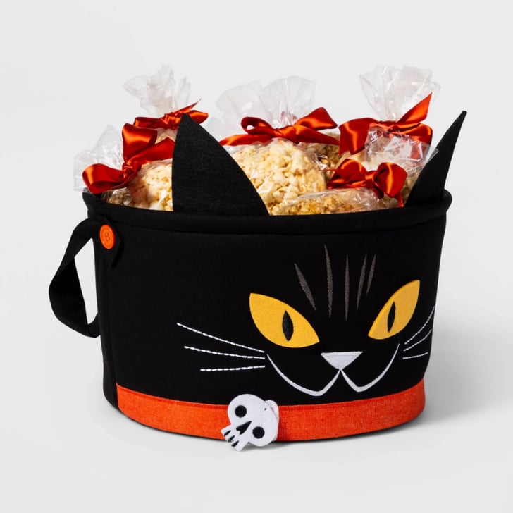 Cat Fabric Halloween Candy Basket Cheap Target Halloween Decorations