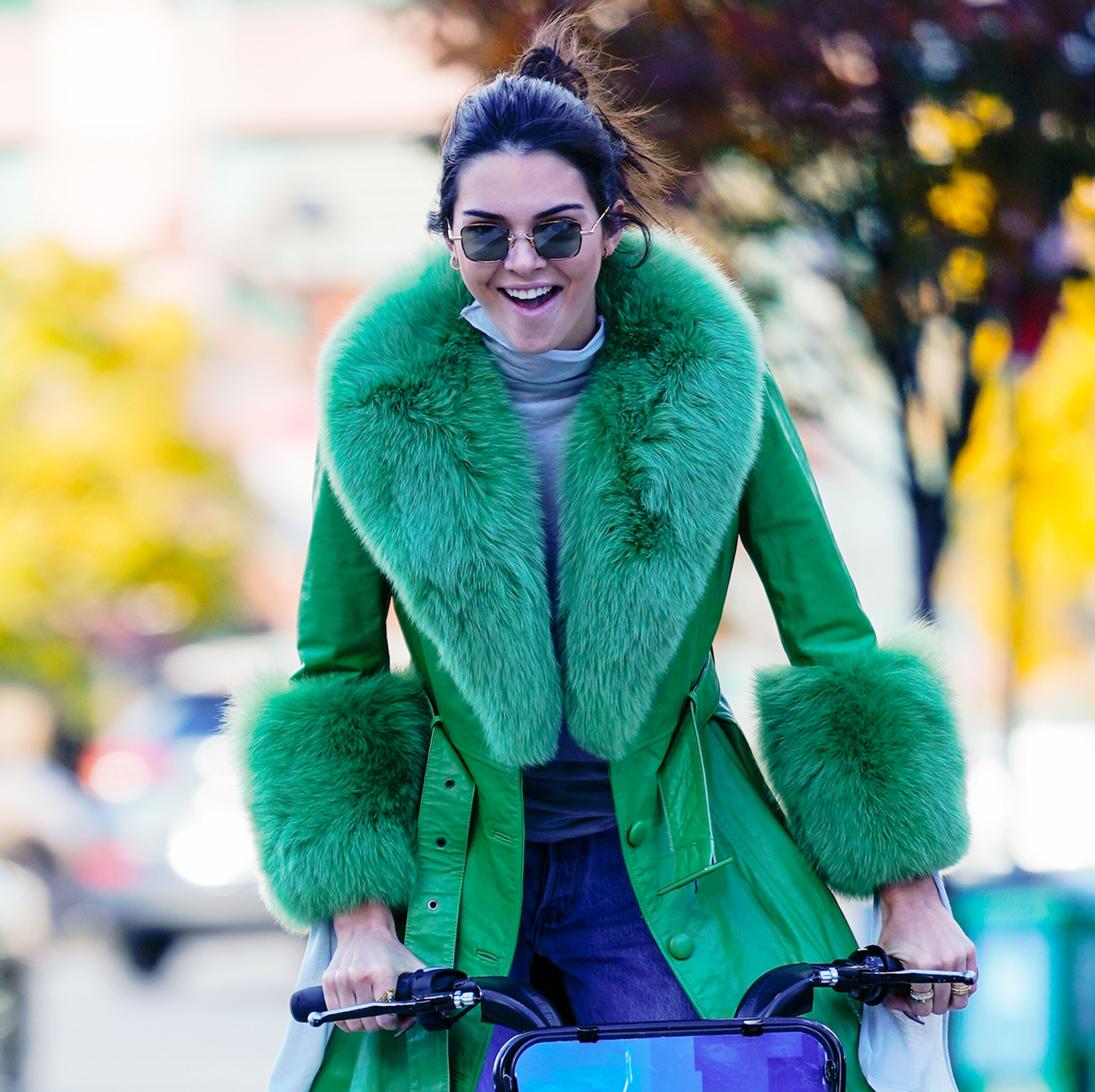Green fuzzy coat top