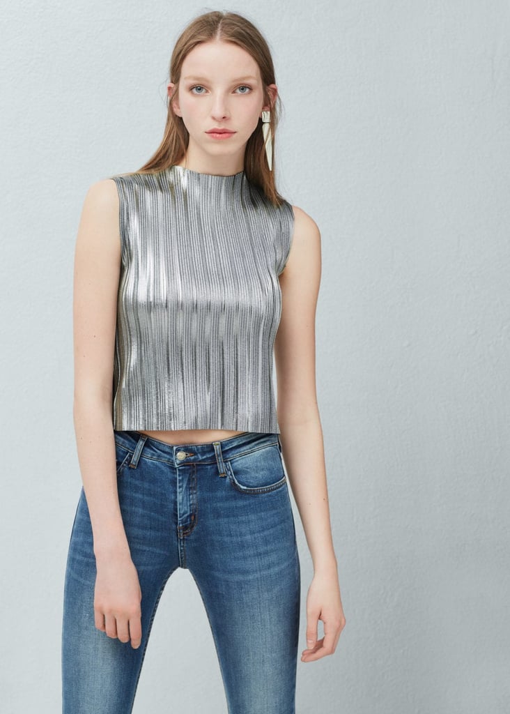 Metallic Pleated Top