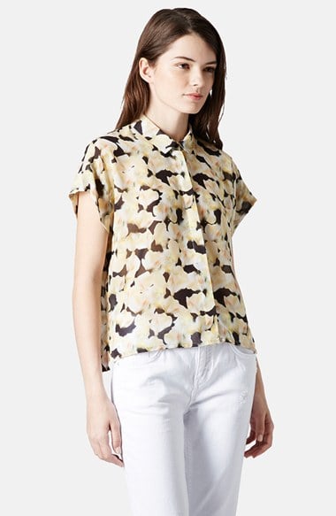 Topshop Floral-Print Button-Down