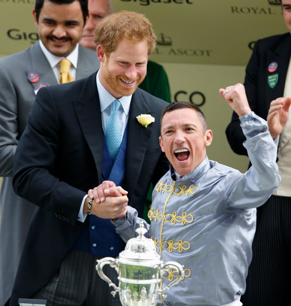 Harry presented Frankie Dettori with a trophy after winning the St. James's Palace stakes at day one of the Royal Ascot in June.