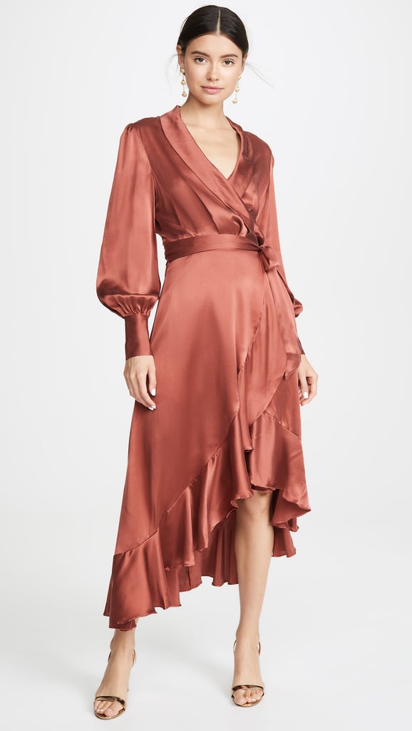 Zimmermann Espionage Silk Wrap Midi Dress