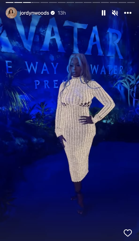 Jordyn Woods Glow-in-the-Dark Dress at Avatar 2 Premiere