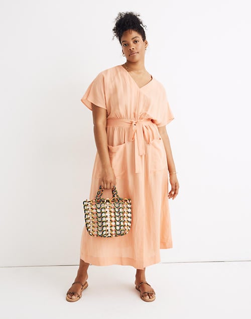 Madewell Linen-Blend Dolman-Sleeve Tie-Waist Midi Dress