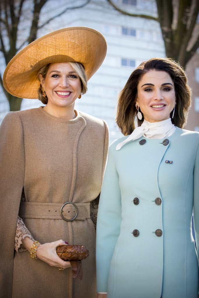 Queen Rania Wearing Light Blue Coat