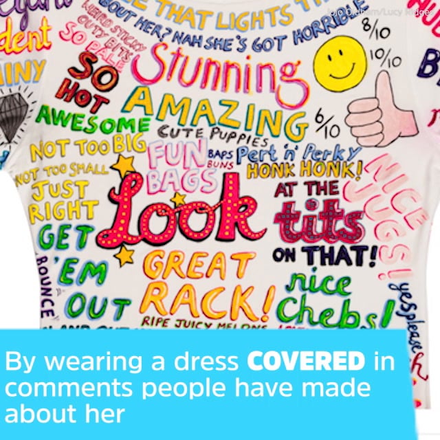 This Artist's Dress Is Covered in Comments People Made About Her Body