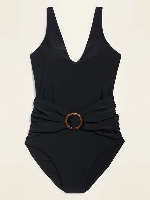 Old Navy Deep V-Neck O-Ring Belt One-Piece Swimsuit