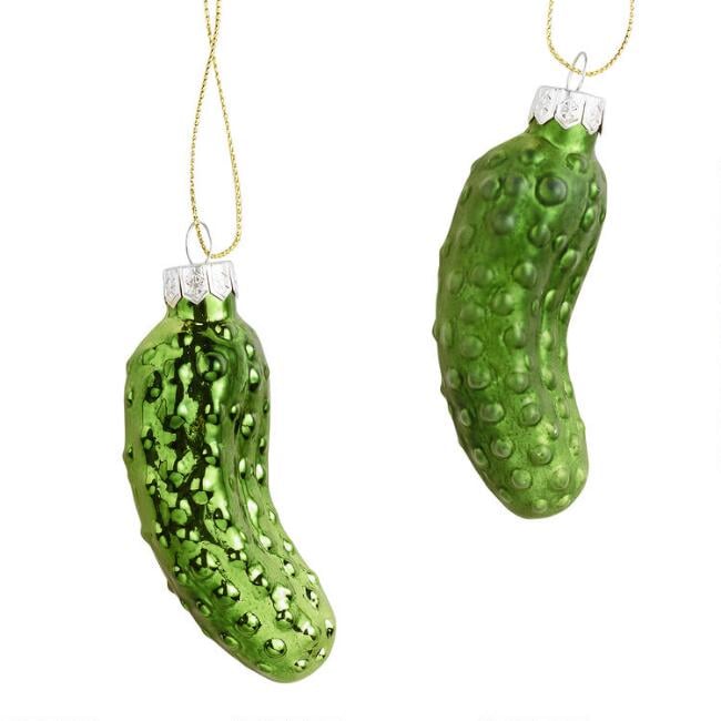 Green Matte and Shiny Glass Pickle Ornaments
