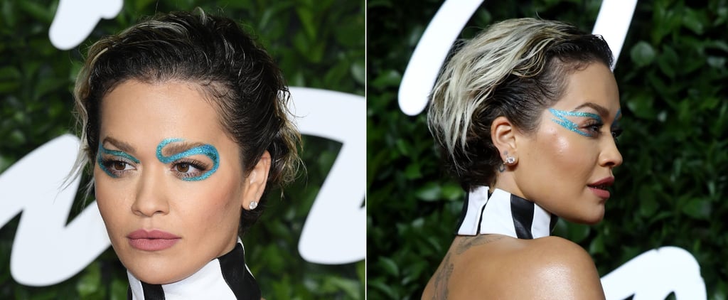 Rita Ora's Blue Eyeliner at British Fashion Awards 2019
