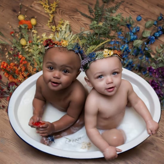 Biracial Twin Girls Rainbow Baby Photo