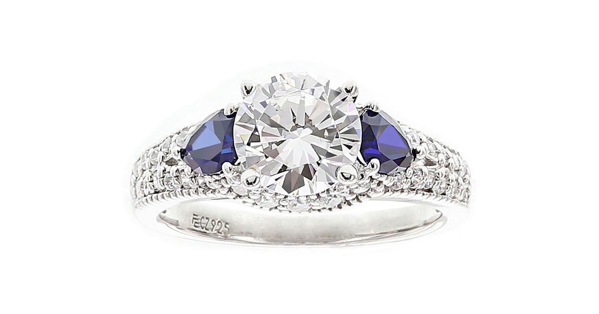 DiamonArt Cubic Zirconia and LabCreated Blue Sapphire Ring Caitriona