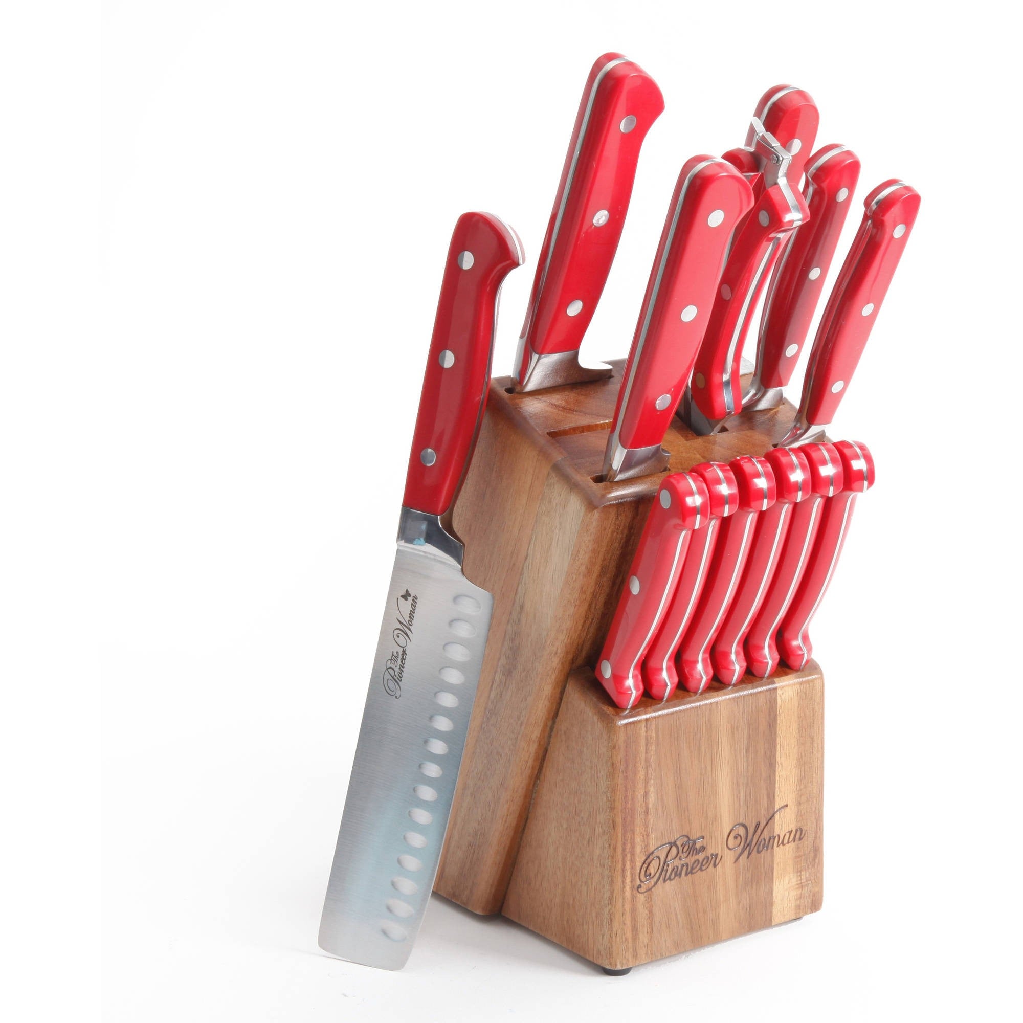  The Pioneer Woman Cowboy Rustic Cutlery Set, 14-Piece, Red:  Home & Kitchen