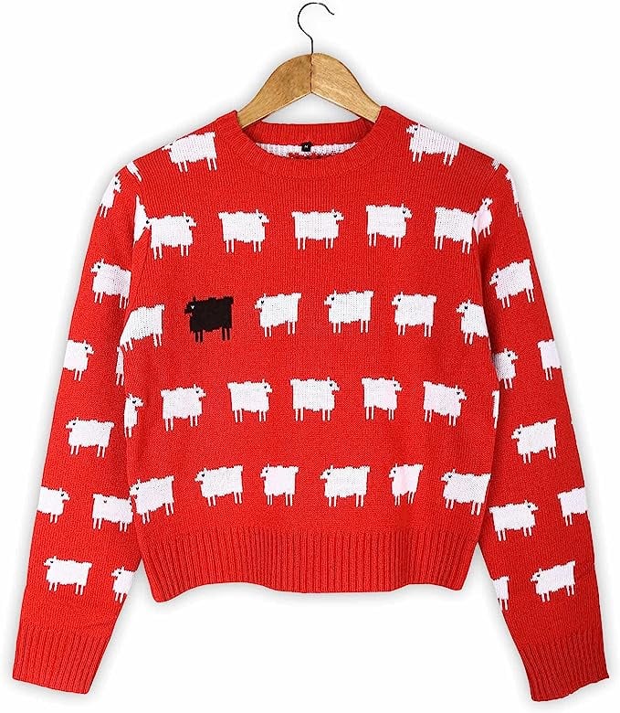 Women's Black Sheep Red Knitted Sweater